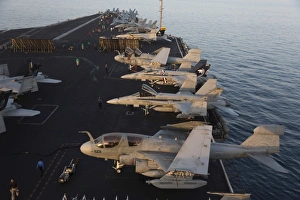 Aircraft parked on the flight deck of USS Dwight D. Eisenhower Aircraft parked on the flight deck of USS Dwight D. Eisenhower