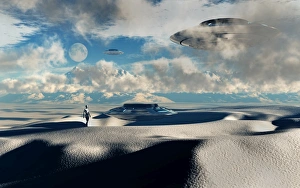 Alien base with UFOs located in the Antarctic Alien base with UFOs located in the Antarctic