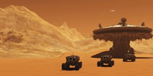 All-terrain vehicles embark on an exploratory mission across Mars All-terrain vehicles embark on an exploratory mission across Mars