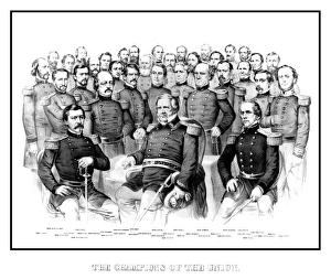 American Civil War print featuring a group portrait of early war Union Generals American Civil War print featuring a group portrait of early war Union Generals
