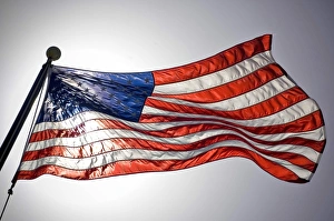 The American flag flies prominently The American flag flies prominently