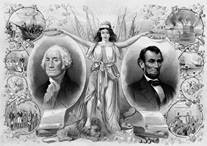 American History print of President Washington and Lincoln American History print of President Washington and Lincoln