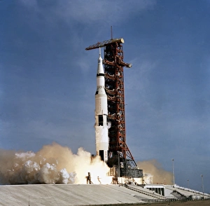 Apollo 11 space vehicle taking off from Kennedy Space Center Apollo 11 space vehicle taking off from Kennedy Space Center