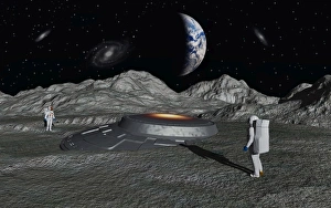 Apollo astronauts discover a UFO on the surface of the moon Apollo astronauts discover a UFO on the surface of the moon