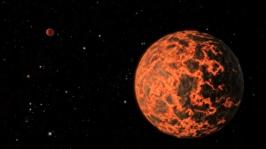 Artists concept of an exoplanet known as UCF-1.01, orbiting a star called GJ 436 Artists concept of an exoplanet known as UCF-1.01, orbiting a star called GJ 436