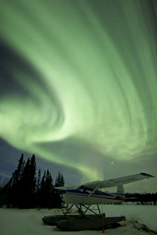 Aurora borealis and Big Dipper with float plane, Whitehorse, Yukon, Canada Aurora borealis and Big Dipper with float plane, Whitehorse, Yukon, Canada