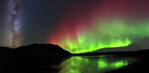 Aurora borealis Milky Way and Big Dipper above Kluane Lake, Yukon, Canada Aurora borealis Milky Way and Big Dipper above Kluane Lake, Yukon, Canada