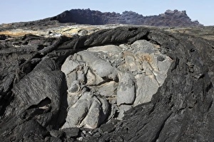 Basaltic lava flows from lava lake in pit crater, Erta Ale volcano, Danakil Depression Basaltic lava flows from lava lake in pit crater, Erta Ale volcano, Danakil Depression