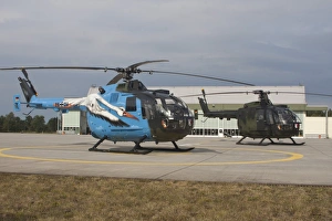 A Bo-105 liaison helicopter and a NH90 of the German Armed Forces A Bo-105 liaison helicopter and a NH90 of the German Armed Forces