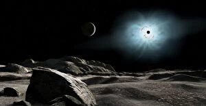Science Fiction Gallery: The bright star Rigel eclipsed by a moon of a hypothetical planet