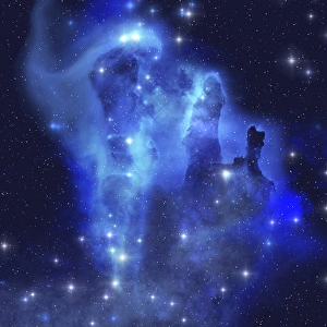 The brilliant blues of this star making nebula shine throughout the cosmos The brilliant blues of this star making nebula shine throughout the cosmos