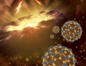 Buckyballs floating in interstellar space near a region of current star-formation Buckyballs floating in interstellar space near a region of current star-formation