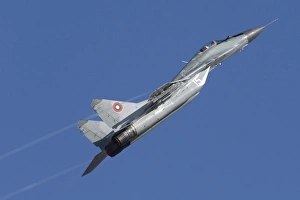 A Bulgarian Air Force MiG-29 aircraft taking off over Bulgaria A Bulgarian Air Force MiG-29 aircraft taking off over Bulgaria