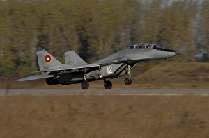 Bulgarian Air Force MiG-29 Fulcrum aircraft takes off Bulgarian Air Force MiG-29 Fulcrum aircraft takes off