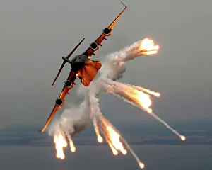 A C-17 Globemaster III releases flares over the Atlantic Ocean A C-17 Globemaster III releases flares over the Atlantic Ocean
