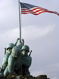 A close up of the Iwo Jima bronze statue showing detail of the sculpture A close up of the Iwo Jima bronze statue showing detail of the sculpture