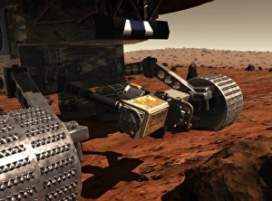 A close-up view of the arm on NASAs Mars 2003 Rover A close-up view of the arm on NASAs Mars 2003 Rover