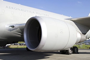 Close-up view of the jet engine on an Italian Air Force KC-767A Tanker Close-up view of the jet engine on an Italian Air Force KC-767A Tanker