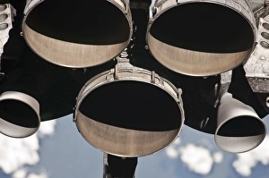 Close-up view of the three main engines of space shuttle Discovery Close-up view of the three main engines of space shuttle Discovery