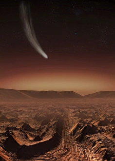 Valles Marineris Gallery: A comet lights up the landscape of Candor Chasma over Mars