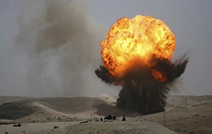 A controlled demolition of damaged ammunition and other ordnance A controlled demolition of damaged ammunition and other ordnance