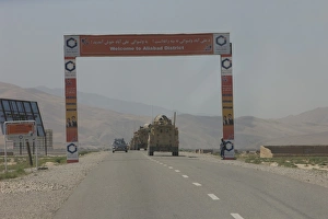 A convoy of Cougar MRAPs driving towards Aliabad, Afghanistan A convoy of Cougar MRAPs driving towards Aliabad, Afghanistan
