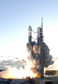 The Delta II rocket lifts off from its launch pad The Delta II rocket lifts off from its launch pad