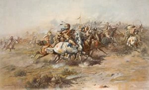 Battle Of Little Bighorn Gallery: Digitally restored American history print of the Battle of Little Bighorn