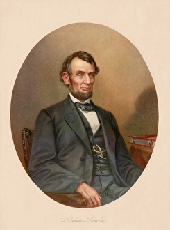 Digitally restored Civil War artwork of President Abraham Lincoln sitting in a chair Digitally restored Civil War artwork of President Abraham Lincoln sitting in a chair