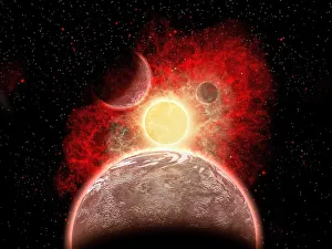 <b class=qtipBold><figcaption>A dying alien star system</figcaption></b><br>A dying alien star system.<br><em>© Mark Stevenson/Stocktrek Images</em> A dying alien star system