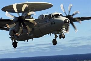 E-2C Hawkeye approaches the flight deck of USS John C Stennis E-2C Hawkeye approaches the flight deck of USS John C Stennis