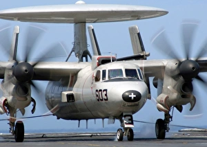 An E-2C Hawkeye conducts an arrested landing An E-2C Hawkeye conducts an arrested landing