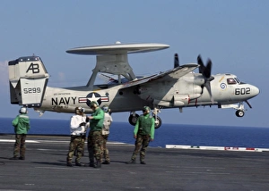 An E-2C Hawkeye launches from aboard USS Enterprise An E-2C Hawkeye launches from aboard USS Enterprise