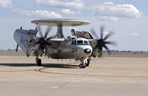 An E-2C Hawkeye on the runway at Cannon Air Force Base An E-2C Hawkeye on the runway at Cannon Air Force Base