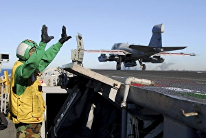 An EA-6B Prowler launches from the flight deck aboard USS Nimitz An EA-6B Prowler launches from the flight deck aboard USS Nimitz