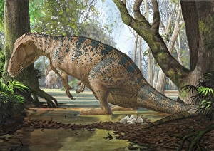 An Edmarka rex finds out that his nest has died due to flooding of the forest An Edmarka rex finds out that his nest has died due to flooding of the forest