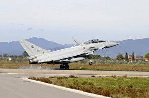 Eurofighter EF2000 Typhoon from the Italian Air Force landing at Grosseto Air Base Eurofighter EF2000 Typhoon from the Italian Air Force landing at Grosseto Air Base
