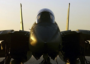 An F-14B Tomcat sits on the flight deck aboard aircraft carrier USS Harry S. Truman An F-14B Tomcat sits on the flight deck aboard aircraft carrier USS Harry S. Truman