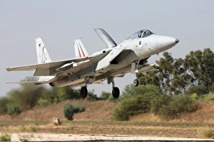 An F-15C Baz of the Israeli Air Force landing at Tel Nof Air Force Base An F-15C Baz of the Israeli Air Force landing at Tel Nof Air Force Base