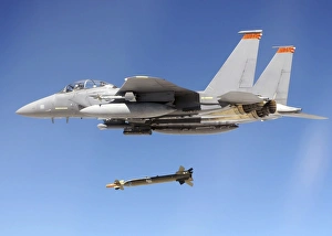 An F-15E Strike Eagle drops a GBU-28 bomb during a Combat Hammer mission An F-15E Strike Eagle drops a GBU-28 bomb during a Combat Hammer mission