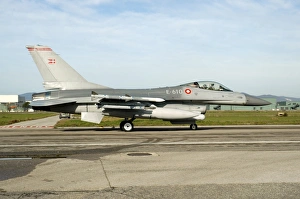 F-16A MLU Falcon from the Royal Danish Air Force taxiing at Grosseto Air Base F-16A MLU Falcon from the Royal Danish Air Force taxiing at Grosseto Air Base