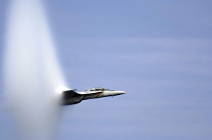 An F/A-18E Super Hornet reaches the speed of sound An F/A-18E Super Hornet reaches the speed of sound