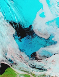 False color view of Polynya (open water) in the Beaufort Sea False color view of Polynya (open water) in the Beaufort Sea