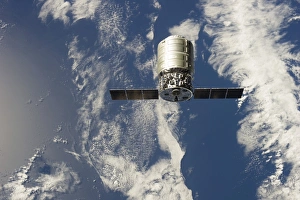 The first Cygnus commercial cargo spacecraft in orbit above Earth The first Cygnus commercial cargo spacecraft in orbit above Earth