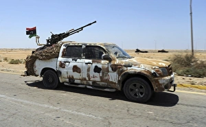 A Free Libyan Army pickup truck with a ZPU-1 anti-aircraft gun, Ajdabiya, Libya A Free Libyan Army pickup truck with a ZPU-1 anti-aircraft gun, Ajdabiya, Libya