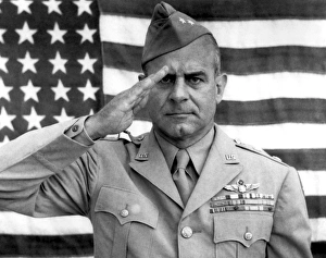 General James Jimmy Doolittle saluting with The American Flag General James Jimmy Doolittle saluting with The American Flag