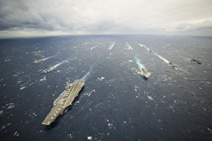 The George Washington Strike Group and Japan Maritime Self-Defense Force ships The George Washington Strike Group and Japan Maritime Self-Defense Force ships