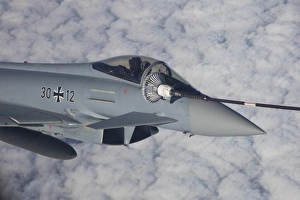 German Air Force Eurofighter Typhoon during in-flight refueling German Air Force Eurofighter Typhoon during in-flight refueling