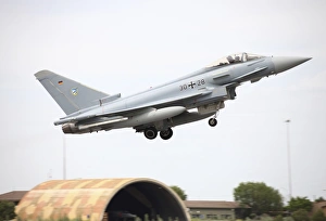 German Eurofighter taking off from Albacete Airfield, Spain German Eurofighter taking off from Albacete Airfield, Spain