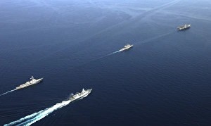 German Navy frigate FGS Hessen and the USS Harry S. Truman carrier strike group German Navy frigate FGS Hessen and the USS Harry S. Truman carrier strike group